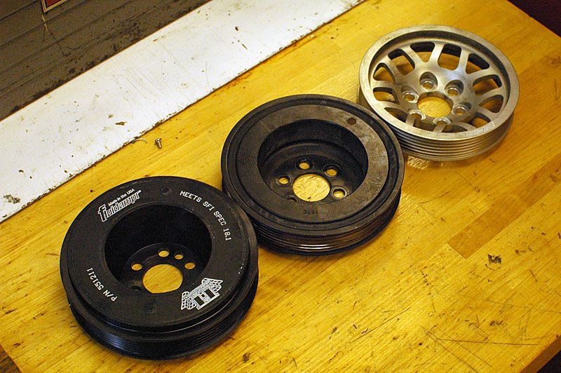 Pulley Pictorial Stock vs. ECS vs. Fluidampr VW GTI