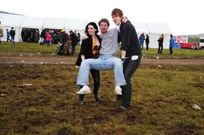 Many people made some bad footwear choices - this dude just made his mates carry him everywhere therefore keeping his shoes in immaculate condition!