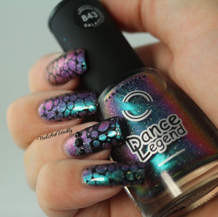Bubbles Galaxy Multichrome Holo Stamped Nail Art feat. Dance Legend