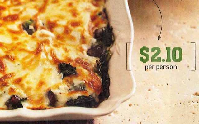 dinners under $10 polenta with kale and portebella mushrooms