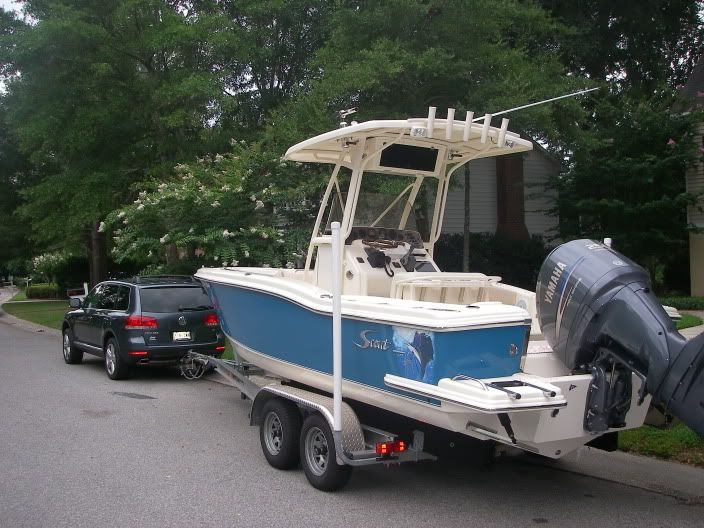 ... 24' Scout Sportfish which weighs around 5000 lbs and it tows it as well ... ... 24' Scout Sportfish which weighs around 5000 lbs and it tows it as well ...