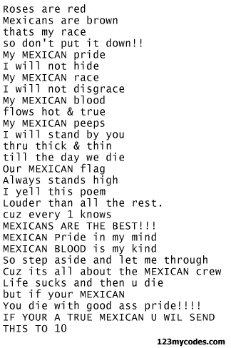Auto Racing Poems on Mexican Pride Poem Graphics  Pictures    Images For Myspace Layouts