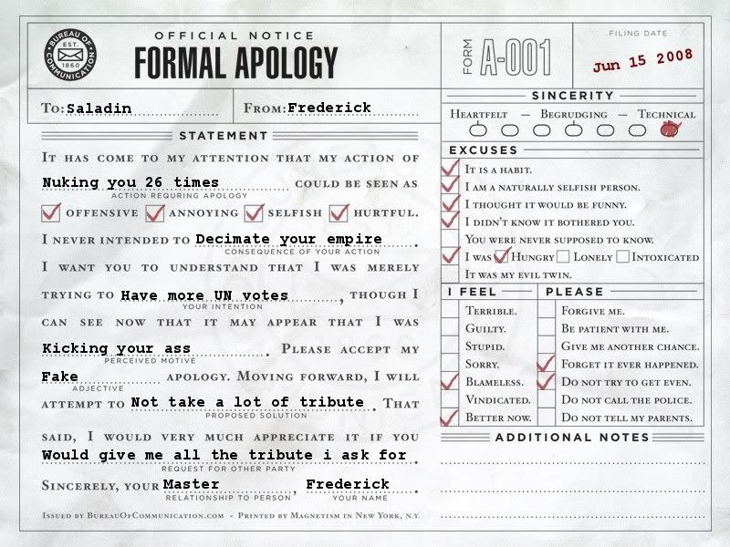 Formal Apology