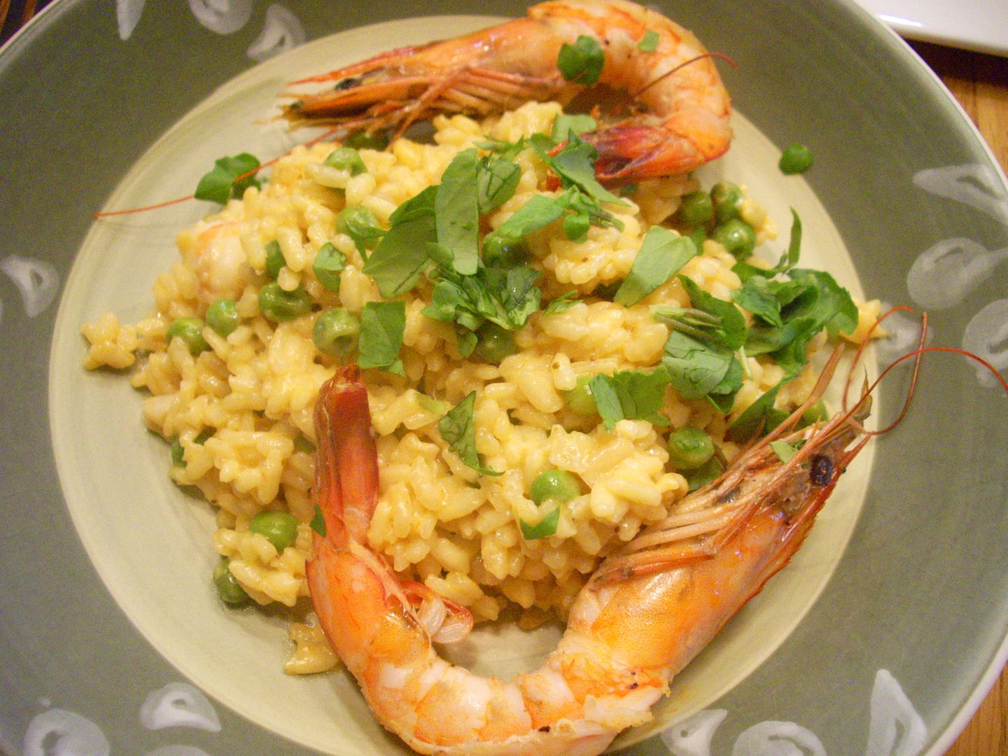 risotto,shrimp,peas