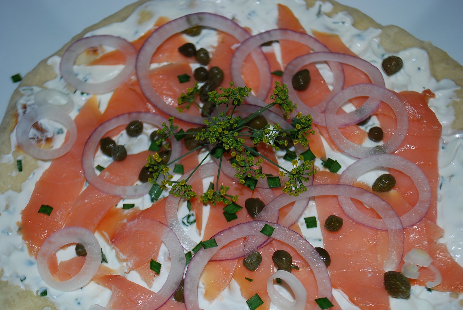 Smoked Salmon Pizza on Naan Bread