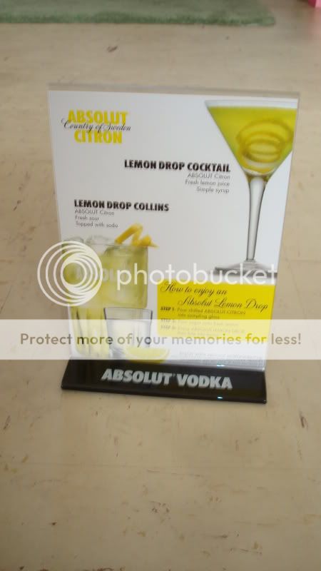 New ABSOLUT Vodka Table Tent & LEMON DROP Insert  