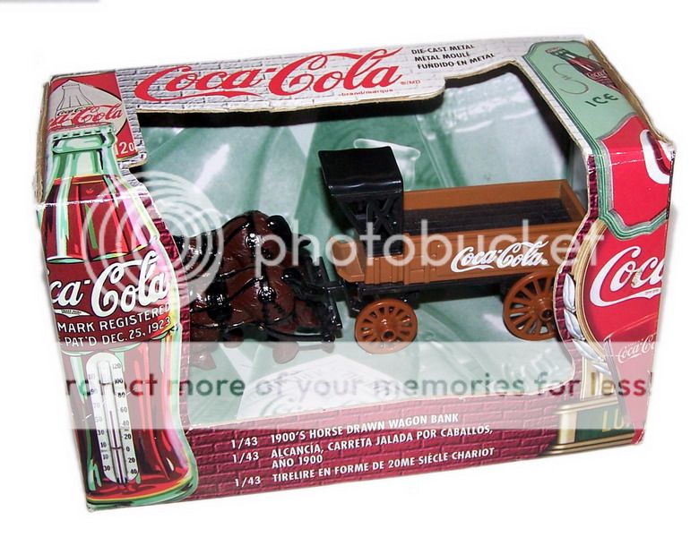 Coca Cola 1900s Horse Drawn Wagon Bank Diecast MIB  