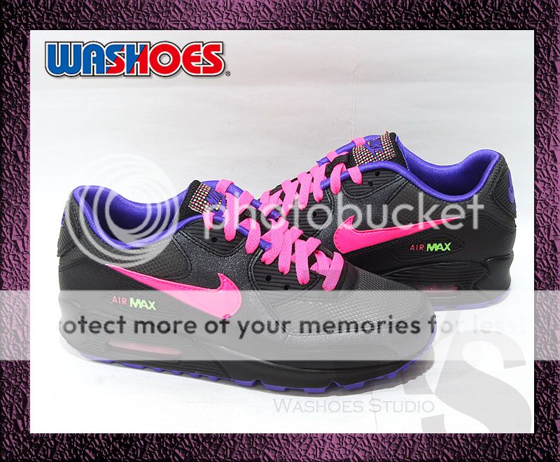 2012 Nike Air Max 90 GS Black Pink Flash Anthracite Noir Purple UK 3.5 