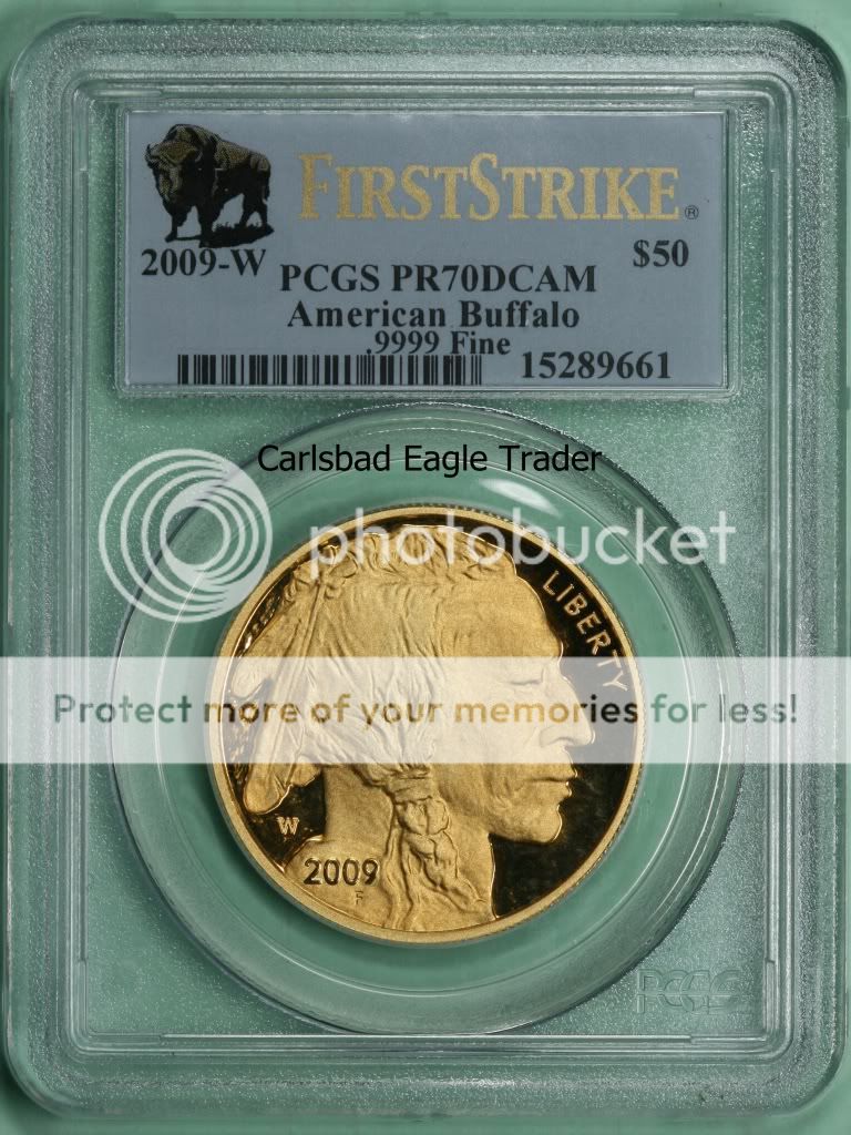 2009 W PCGS PR70 First Strike $50 Gold Buffalo Bison Label  